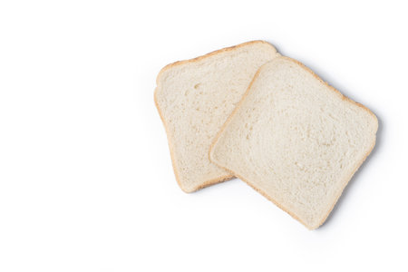 Slices of White Bread isolated on White Backgroundの写真素材