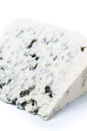 Piece of Blue Cheese isolated on White Backgroundの写真素材