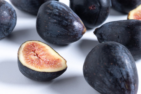 Fresh Ripe Figs isolated on White Backgroundの写真素材