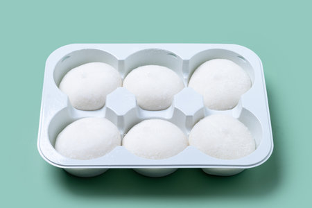 coconut ice cream on green backgroundの写真素材