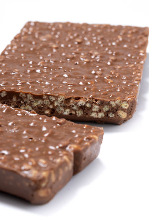 Delicious Christmas chocolate nougat isolated on white backgroundの写真素材