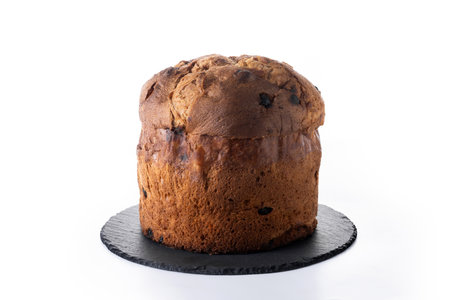 Traditional Italian Panettone isolated on white backgroundの写真素材