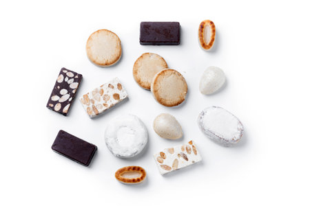 Traditional Spanish Christmas sweets assortment isolated on white backgroundの写真素材