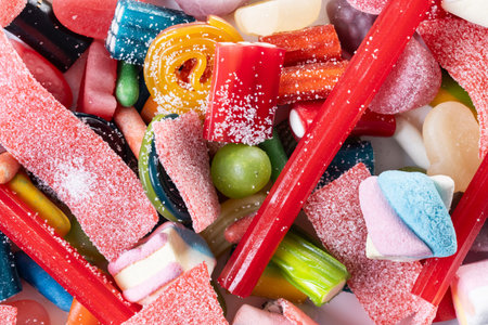 Assorted colorful candies background