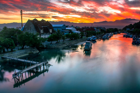 Sunset on the River Kwai in Kanchanaburi, Thailand