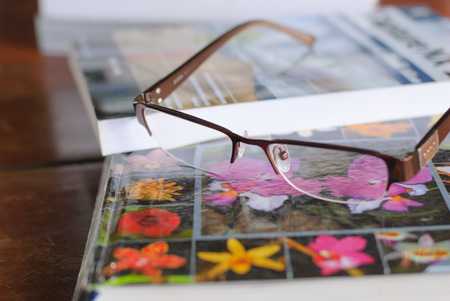book with eyeglassesの写真素材