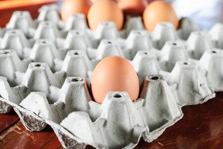 Fresh eggs in container can be used as a background