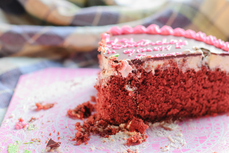 tasty piece of chocolate cake closeup imageの写真素材