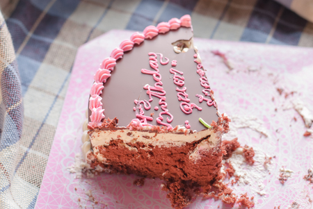 tasty piece of chocolate cake closeup imageの写真素材