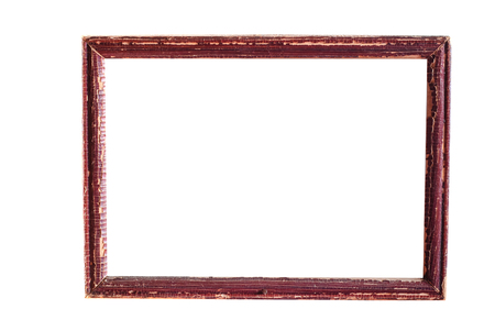 old wooden picture frame isolated on white backgroundの写真素材