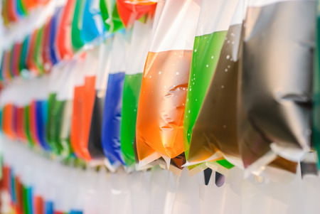 water mix color in plasstic bag in backgroundの写真素材