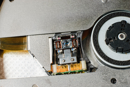 Compact disc drive with on black  background