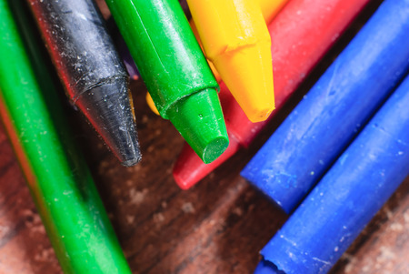 old crayons for painting for children in kindergartenの写真素材