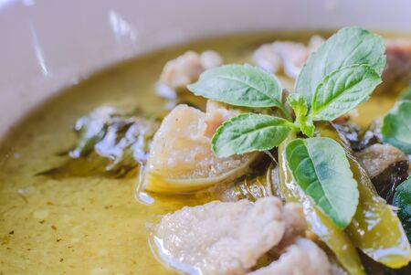 green curry with pork thai cuisine, delicious food.の写真素材