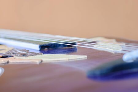 Side of old acoustic guitar, Obviously shallow