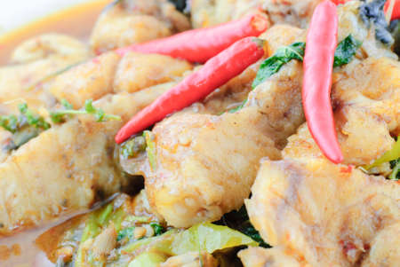 Thai food name Spicy Fried Stir Catfishの写真素材