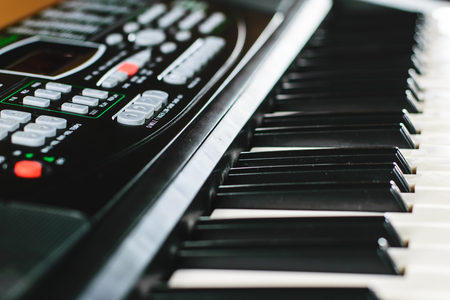 Vintage antique piano keys.shallow depth of fieldの写真素材