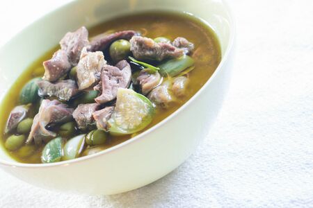 delicious thai food: green curry in a  bowlの写真素材