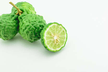 Kaffir Lime for Seasoning in Cooking Isolated on A White Background.