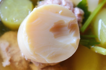 minced pork and egg tofu hot soupの写真素材