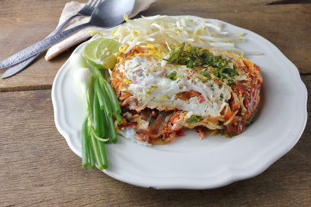 Fried noodle Thai style with eggs  is deliciousの写真素材