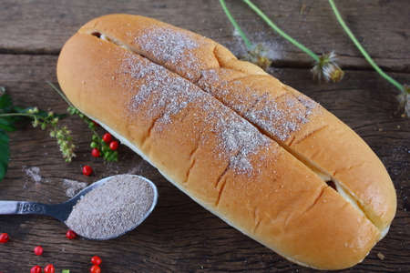 fresh tasty homemade bread on wooden