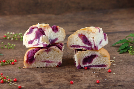 delicious handmade bread food on old wooden