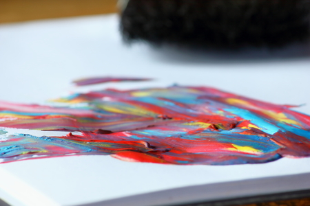 Texture mixed oil paints in different colors for backgroundの写真素材