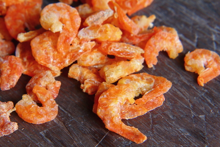 Heap of dried shrimp fish at the traditionalの写真素材