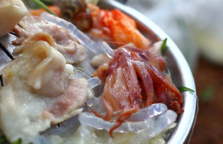 Thai barbecue Grill Pork on hot pan buffetの写真素材