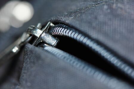 blact cloth texture and zipper  in abstract macro for backgroundの写真素材