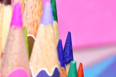 many pencil color for drawing in macro for backgroundの写真素材