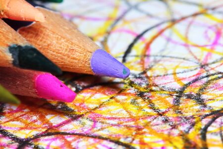 many pencil color for drawing in macro for backgroundの写真素材