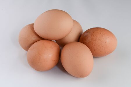 Eggs on white background