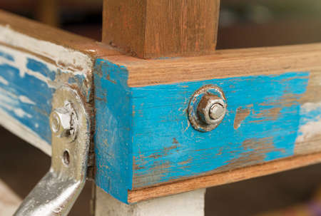 Screw and bolt nut on  wood textures