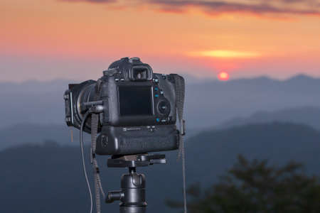 The camera on the background  beautiful natural  in the morning