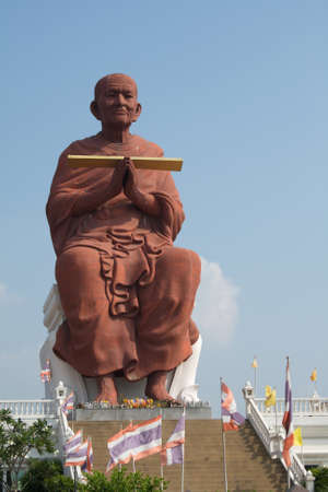 A big famous monk statue in thailand の写真素材