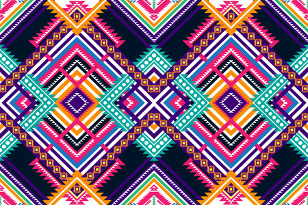 traditional ethnic geometric pattern background design for backgrounds carpet wallpaper clothes wrap fabric seamless embroidery style vector illustrationのイラスト素材