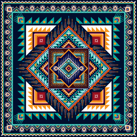 traditional ethnic geometric pattern background design for backgrounds carpet wallpaper clothes wrap fabric seamless embroidery style vector illustrationのイラスト素材
