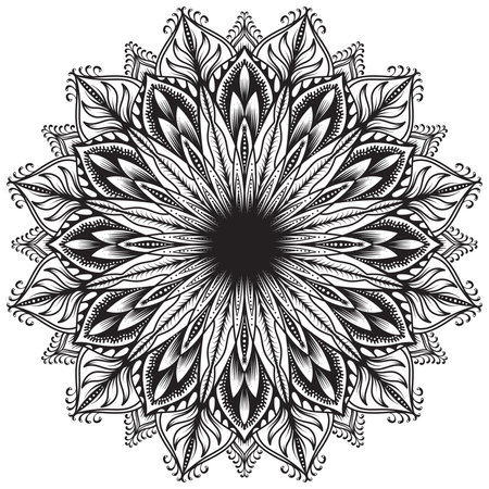 Mandala. Ethnic decorative element. Hand drawn backdrop. Islam, Arabic, Indian, ottoman motifs.のイラスト素材