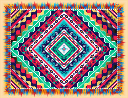 traditional ethnic geometric pattern background design for backgrounds carpet wallpaper clothes wrap fabric seamless embroidery style vector illustrationのイラスト素材