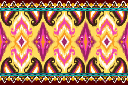 traditional ethnic geometric pattern background design for backgrounds carpet wallpaper clothes wrap fabric seamless embroidery style vector illustrationのイラスト素材