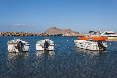 Recreational boats in the harbor of Platanias, Chania, Creteのeditorial素材