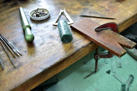 Wax carving table for making jewelry.