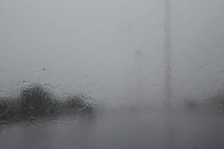 View through the windshield on the road in the rainy season.の写真素材