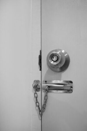  Door security chain locks style black and white, and empty space for text