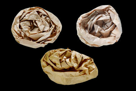 Texture background crumpled brown paper,  isolated on black background with clipping path ,For web...