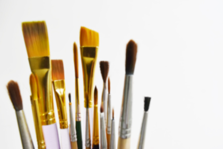 Several background blur brushes used in artwork on a white background and empty space for text.の写真素材