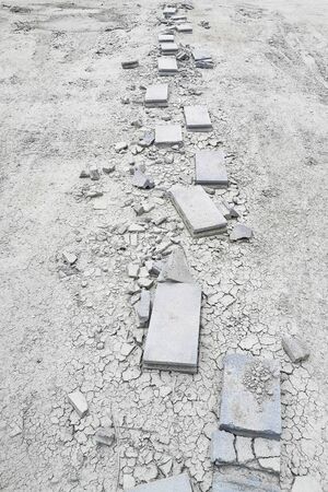 Difficult path, Surface of a grungy dry cracked parched earth for textural background. texture for web design or graphic art image.の写真素材