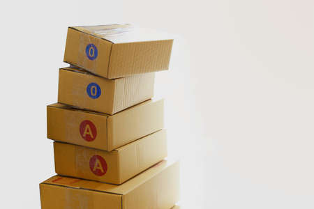 Closed-up of postal box with different size on white isolated background